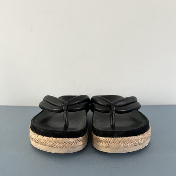 Vince Forest Black Espadrille Thong Platform Slide Sandals - Picture 3 of 10